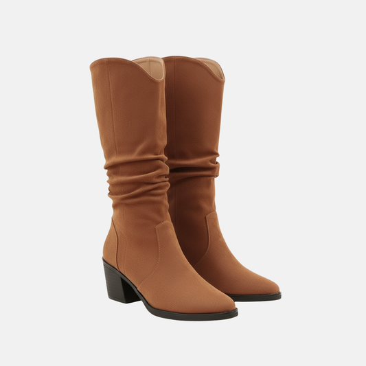 Chic und Stil | Boots - Suede-like textile - Mid-calf - Slouchy shaft - Pointed toes