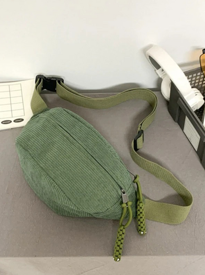 Chic und Stil | Corduroy Hip Bag Hip Pouch Green Shoulder Bag