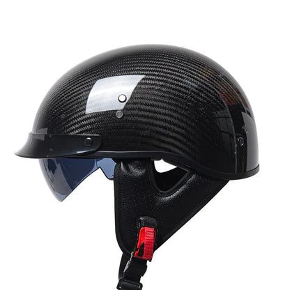 Casque Demi-Face Retro en Fibre de Carbone - Homologué DOT et ECE - ChicUndStil