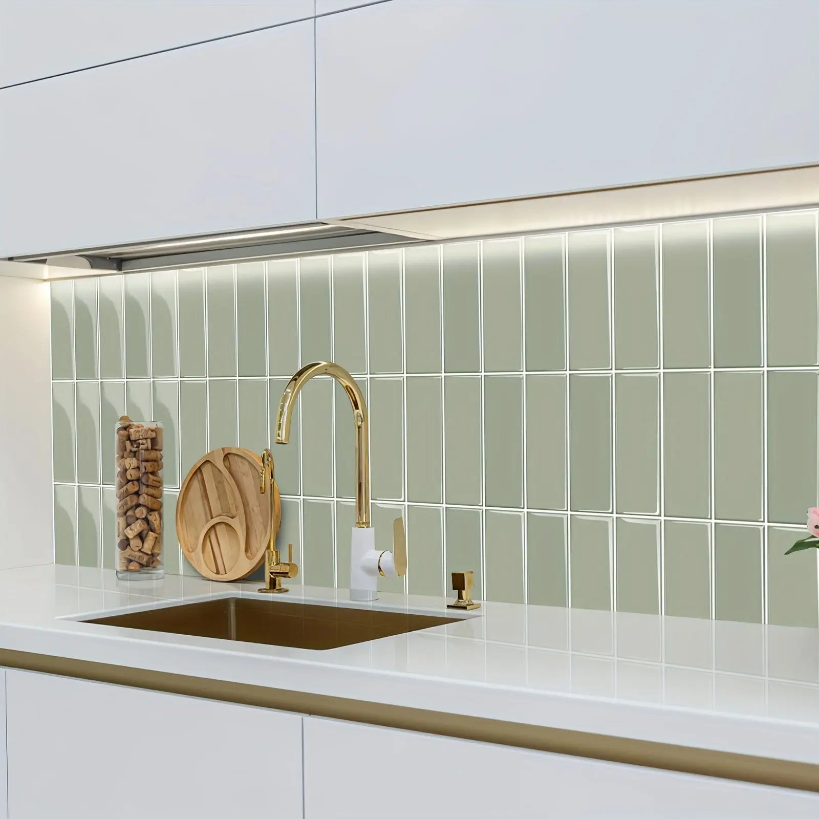 Autocollants de Carreaux Vert Clair - Motif Brique pour Cuisine et Salle de Bain-Carreaux muraux-ChicUndStil
