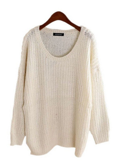 Pull en grosse maille pour femmes avec coupe décontractée et col rond plongeant Chic und Stil