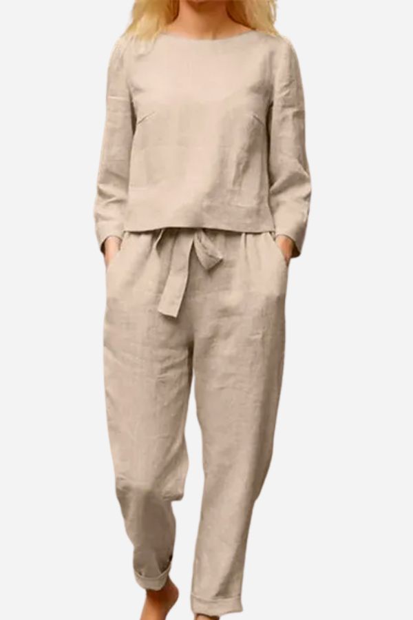 Chic und Stil | Solid Color Linen Two-Piece