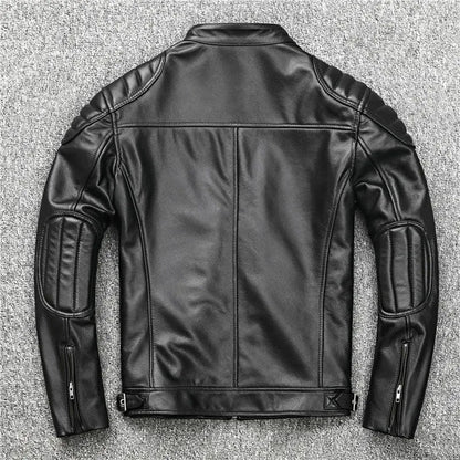 Veste de Motard Classique en Cuir de Vache - ChicUndStil