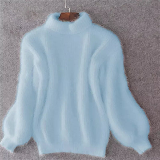 Blauer, lockerer Vintage-Pullover
