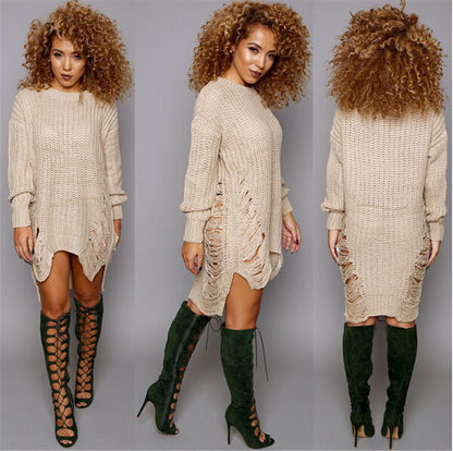 Robe en tricot pour femmes avec des détails découpés raffinés et un ourlet asymétrique Chic und Stil