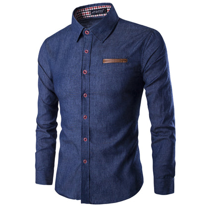 Chemise en denim moderne pour hommes avec col élégant et poche poitrine pratique Chic und Stil