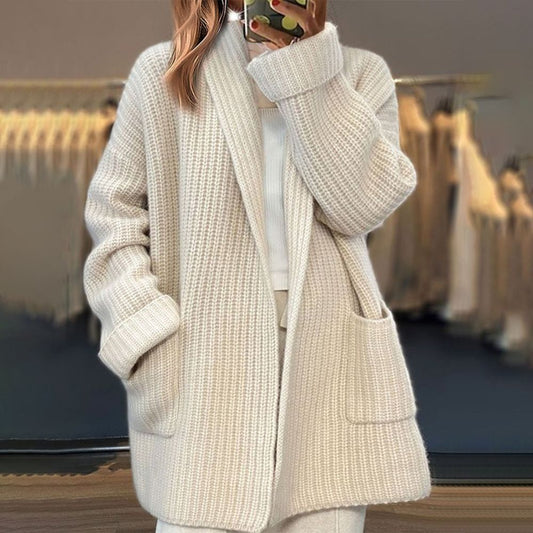 Charlie - Veste en tricot unicolore blanche à manches longues