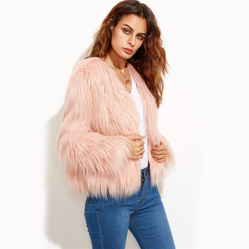 Ladies Luxurious Faux Fur Jacket Chic and Style