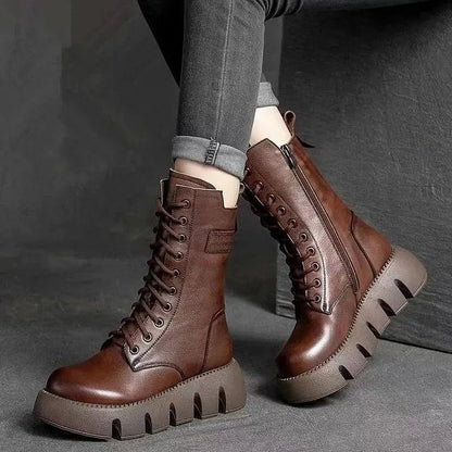 Chic und Stil | Bottes d'hiver avec fermeture éclair - Semelle antidérapante - Doublées chaudes - Aspect cuir véritable