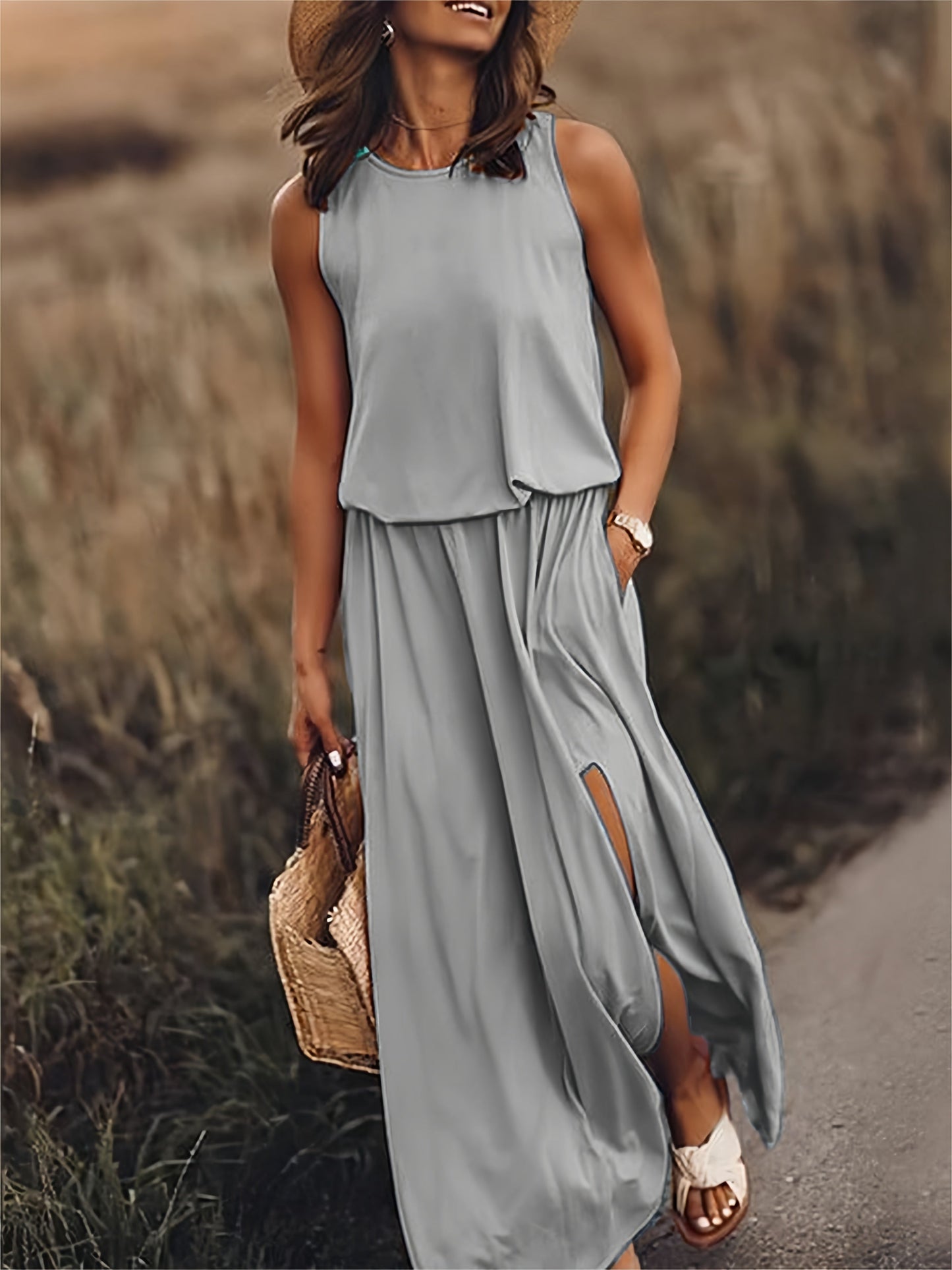 Chic und Stil | Simple Boho Maxi Dress Made of Modal in Various Colors