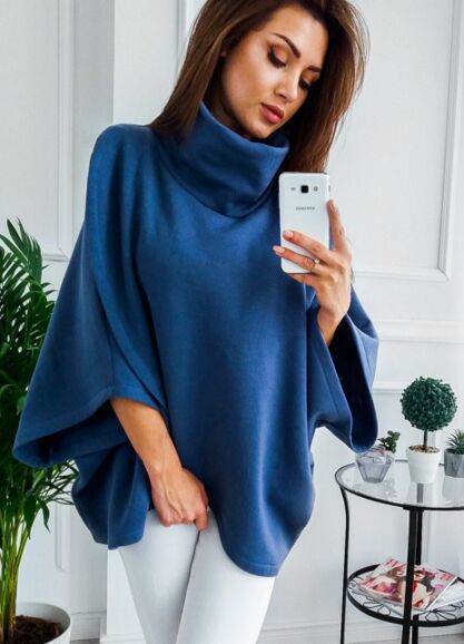 Pull-over oversize douillet pour femmes avec col haut Chic und Stil