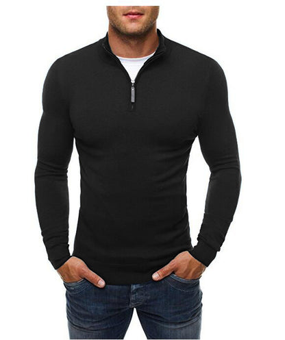 Chemise à manches longues pour hommes avec col montant moderne et fermeture éclair mi-longue Chic und Stil