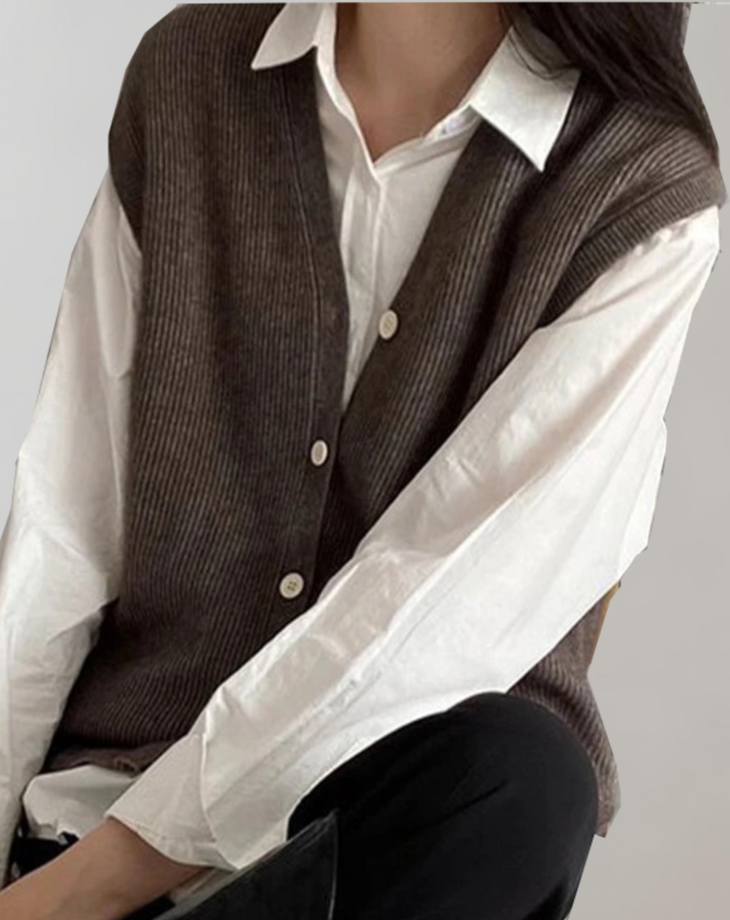 Chic und Stil | Casual knitted vest with button placket
