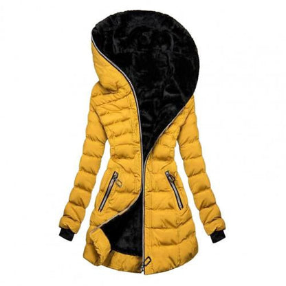 Gelb lange winterjacke