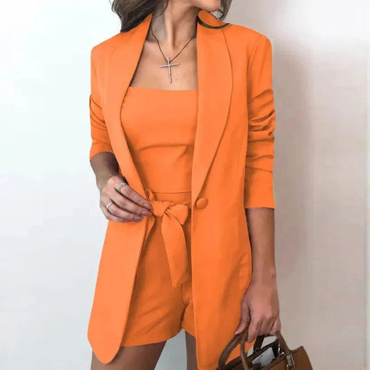 Chic und Stil | Ensemble blazer et shorts - Style d'été élégant - Tissu en coton confortable - Parfait pour des occasions décontractées et formelles