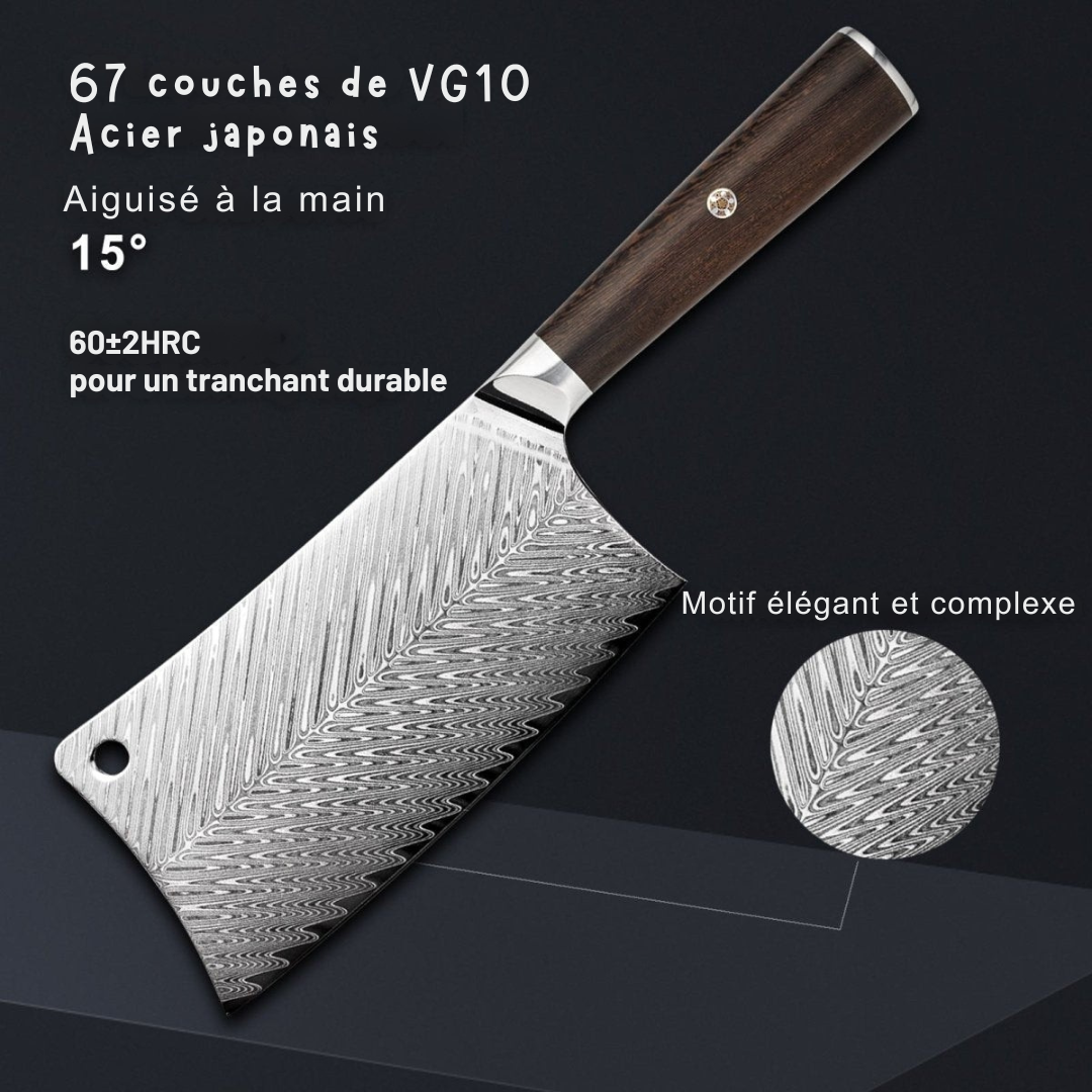 Couteau de Boucher en Acier Damas - ChicUndStil