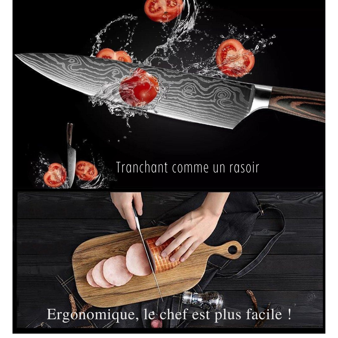 Ensemble de 7 Couteaux de Cuisine en Acier Inoxydable - ChicUndStil