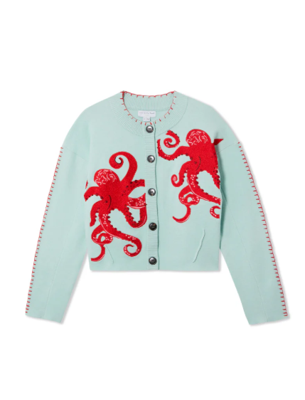 Chic und Stil | Cozy beach knit cardigan with nautical octopus design