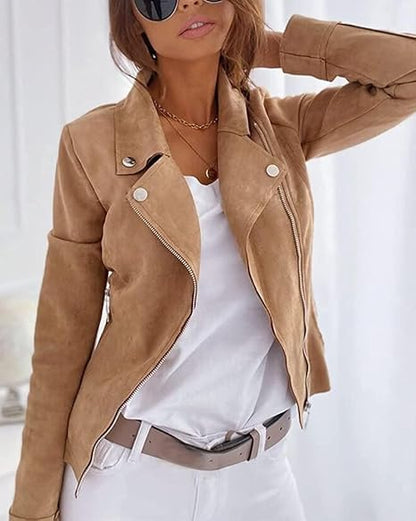 Chic und Stil | Suede Jacket Elegant Jacket in Suede Look for Women