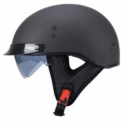 Casque Demi-Face Retro en Fibre de Carbone - Homologué DOT et ECE - ChicUndStil