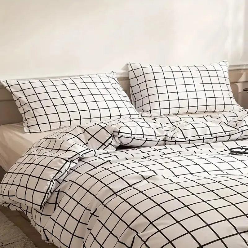 Housse de Couette à Carreaux – Confortable et Respirant-Dekbed-ChicUndStil