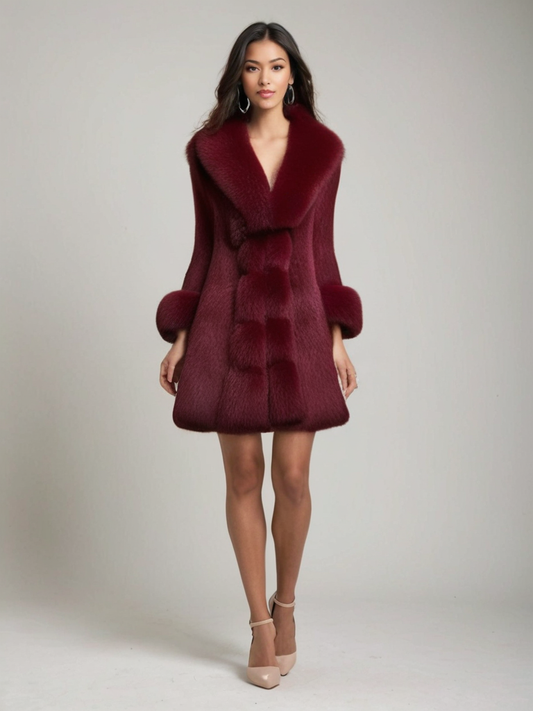 Chic und Stil | Winter Long with Contrast Collar for Women Ideal for The Cold Season