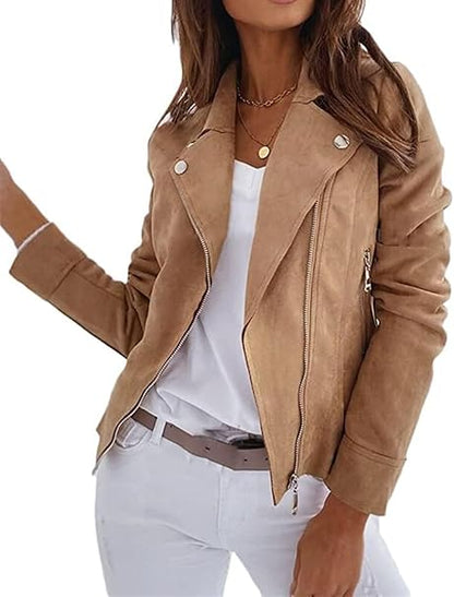Chic und Stil | Suede Jacket Elegant Jacket in Suede Look for Women
