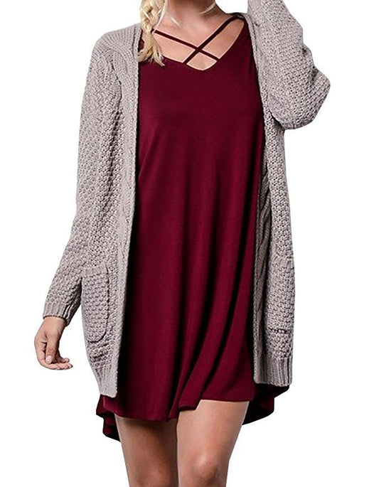 Cardigan en gros tricot pour femmes avec design asymétrique et manches décontractées Chic und Still
