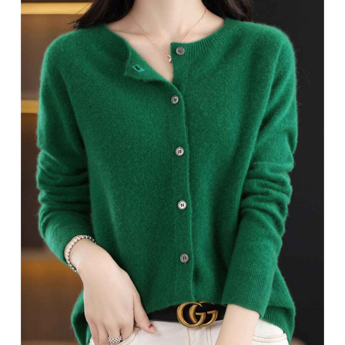 Chic und Stil Femmes Cardigan Col Ronde Pull