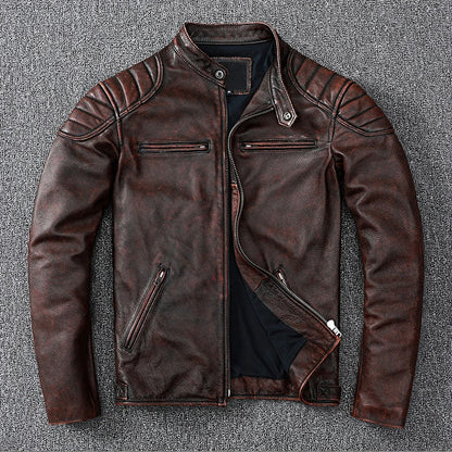 Veste de Motard Classique en Cuir de Vache - ChicUndStil