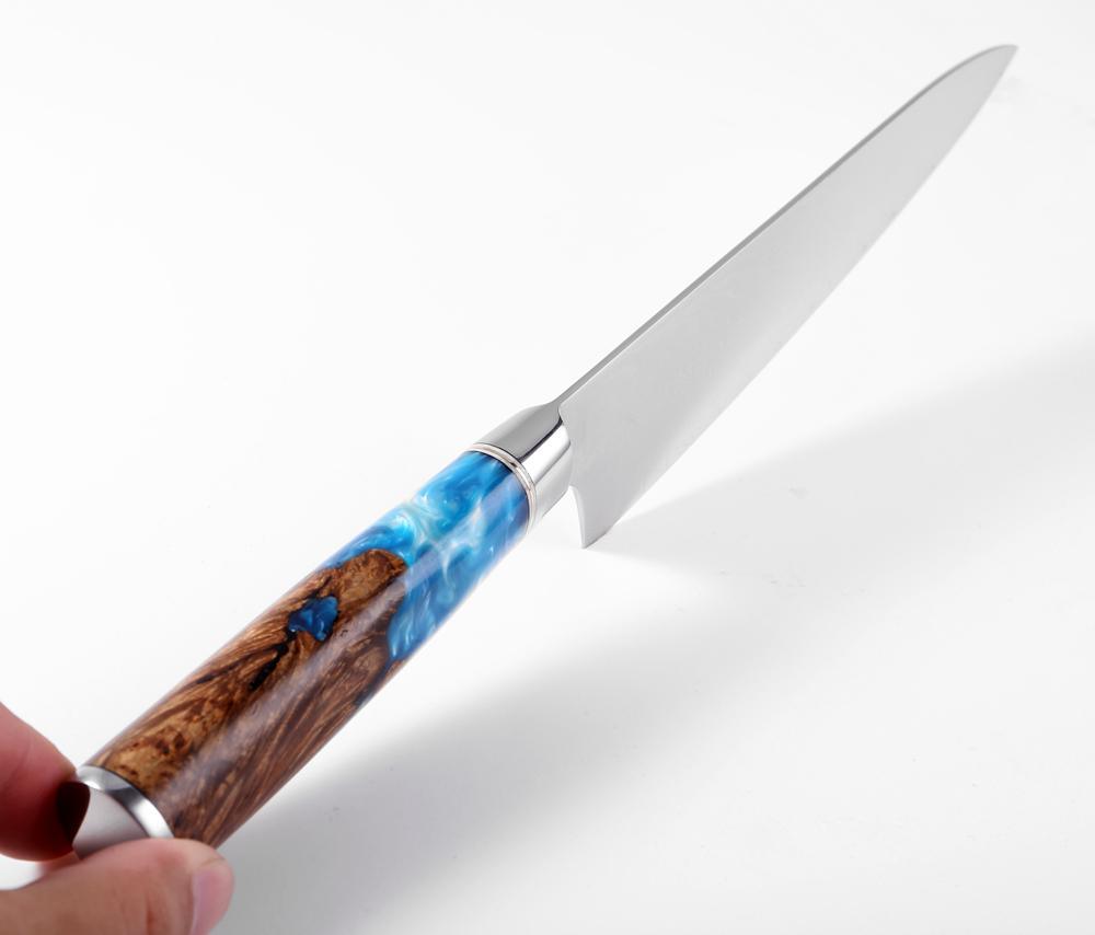 Couteau Chef Damas 20cm Résine Bleue - ChicUndStil