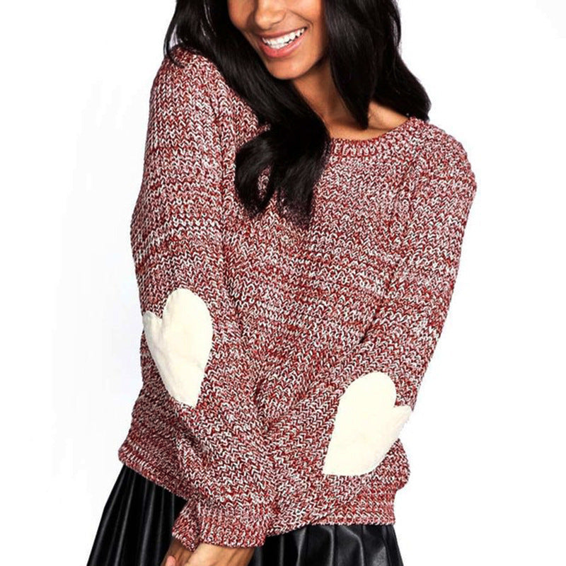 Pull femme avec des patches de coude en forme de cœur et une structure décontractée Chic und Stil