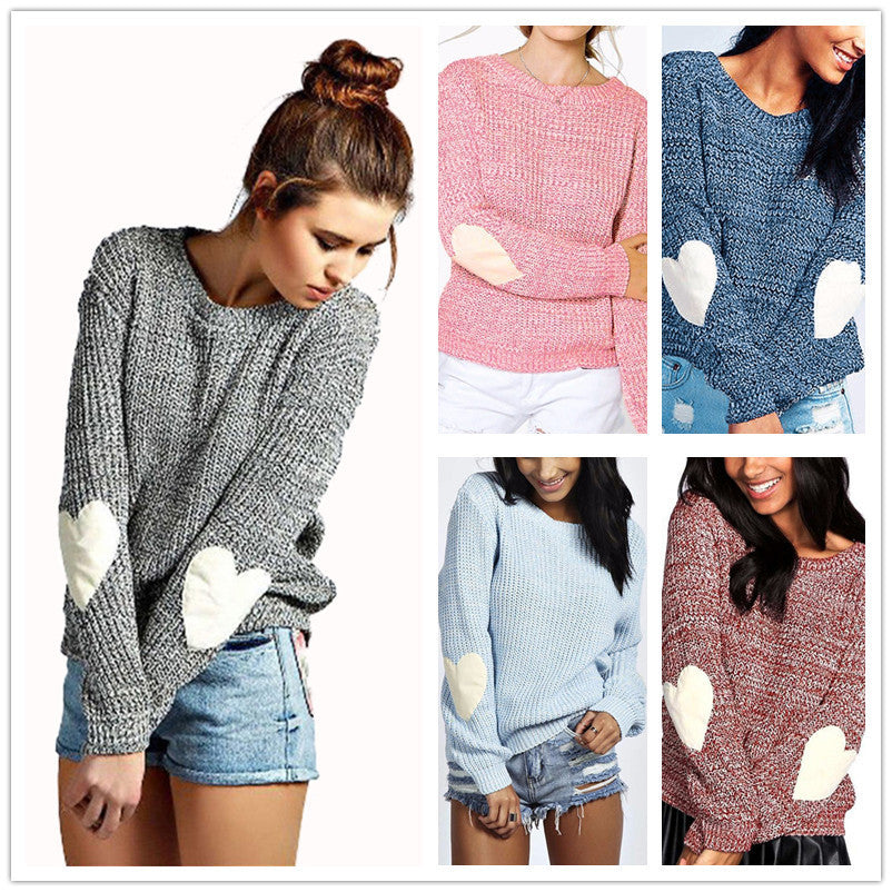 Pull femme avec des patches de coude en forme de cœur et une structure décontractée Chic und Stil