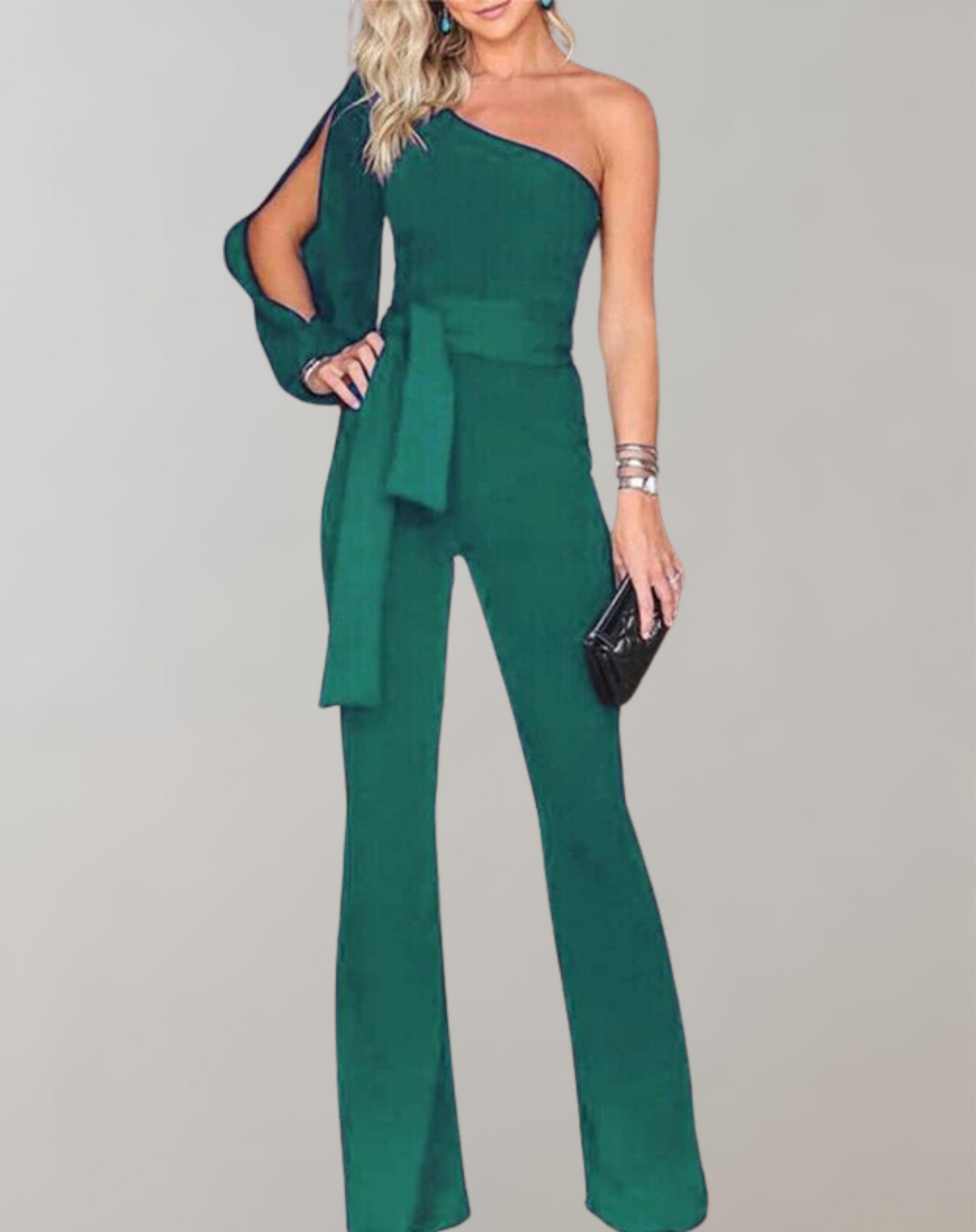 Chic und Stil | Luxurious Overall with Bow Belt and Sparkling Details