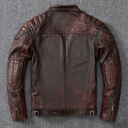 Veste de Motard Classique en Cuir de Vache - ChicUndStil