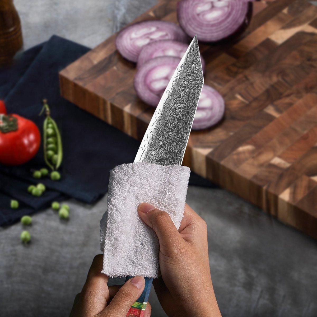 Couteau de Chef Damas, Couteau Kiritsuke 8", Bois Solidifié en Résine Époxy - ChicUndStil