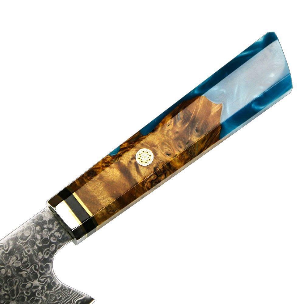 Couteau de Chef Damas, Couteau Kiritsuke 8", Bois Solidifié en Résine Époxy - ChicUndStil
