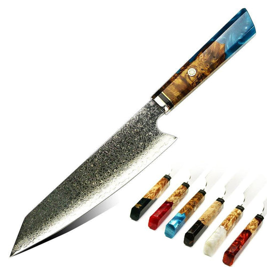 Couteau de Chef Damas, Couteau Kiritsuke 8", Bois Solidifié en Résine Époxy - ChicUndStil