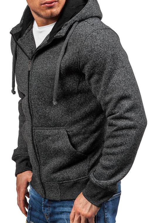 Veste à capuche pour hommes avec fermeture éclair moderne et poches latérales pratiques Chic und Stil