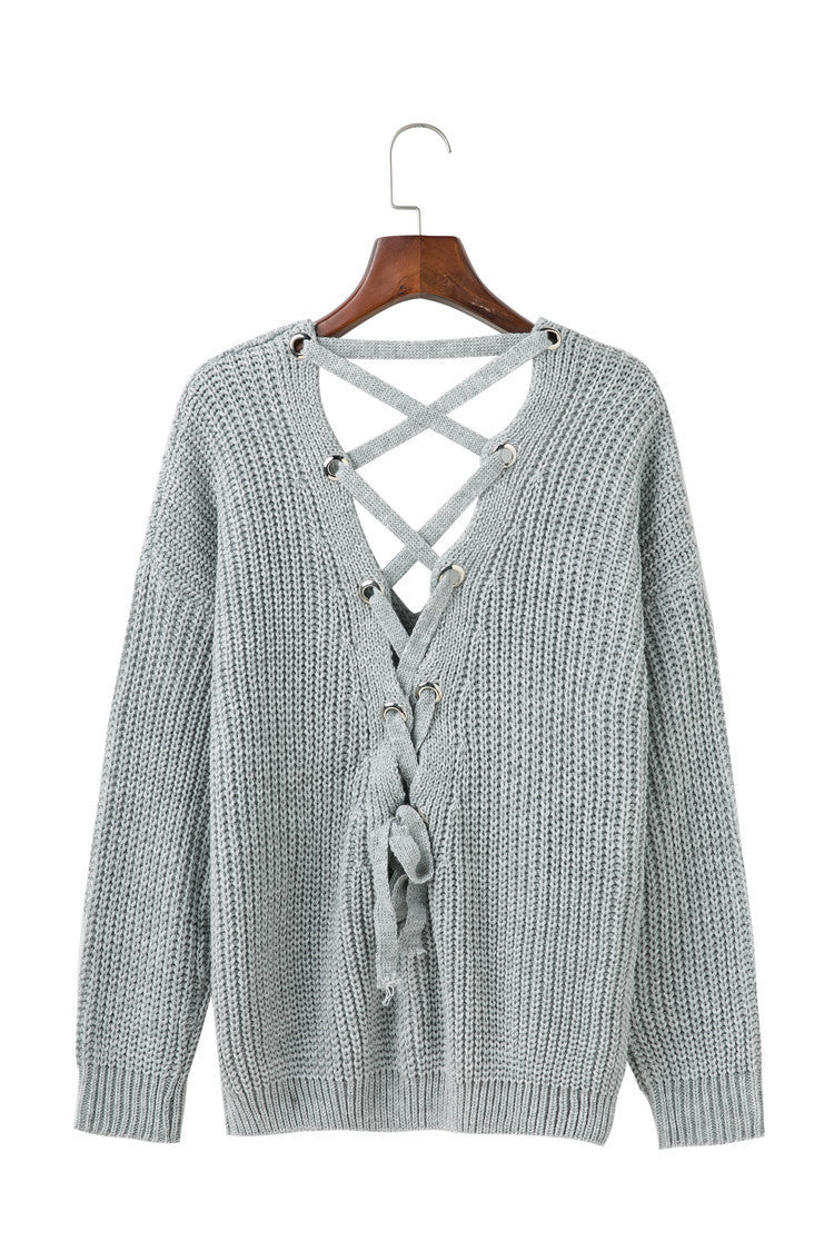 Pull femme en tricot avec décolleté décoratif au dos et lacet Chic und Stil