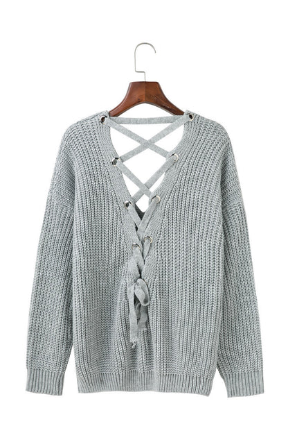 Pull femme en tricot avec décolleté décoratif au dos et lacet Chic und Stil