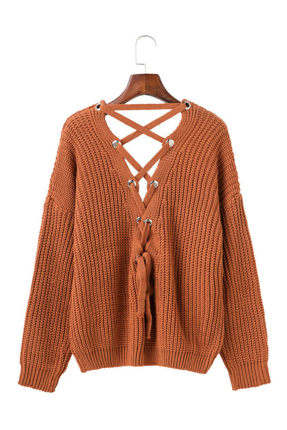 Pull femme en tricot avec décolleté décoratif au dos et lacet Chic und Stil
