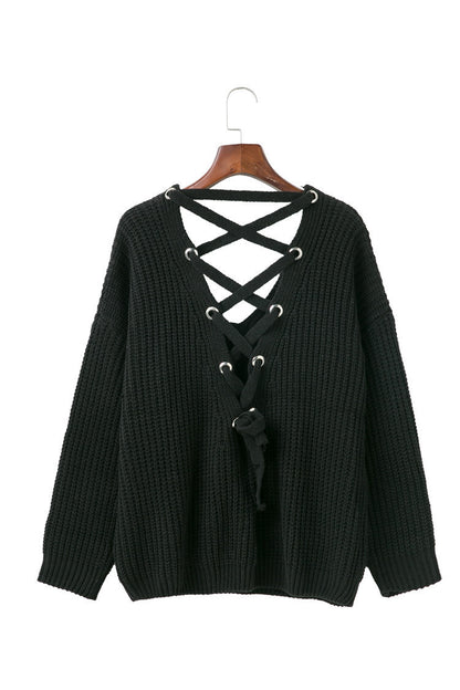 Pull femme en tricot avec décolleté décoratif au dos et lacet Chic und Stil