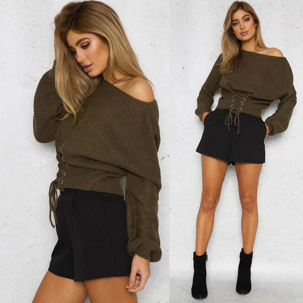 Pull en tricot tendance pour femmes avec laçage décoratif Chic und Stil