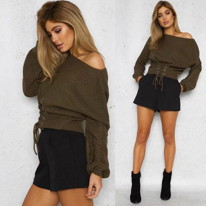 Pull en tricot tendance pour femmes avec laçage décoratif Chic und Stil