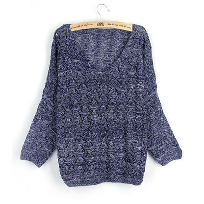 Pull en tricot pour femmes avec décolleté en V et motif perforé aérien Chic und Stil