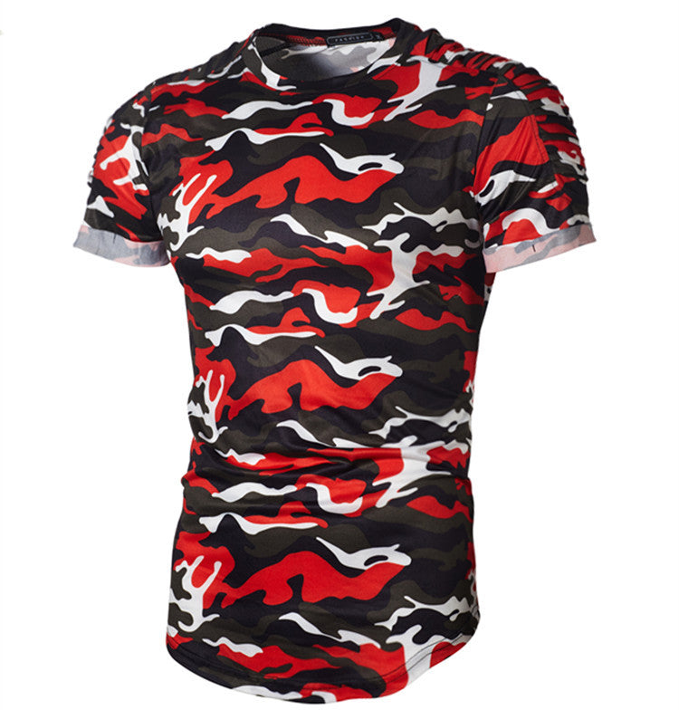 T-shirt premium camouflage pour hommes avec des détails en côtes uniques Chic und Stil