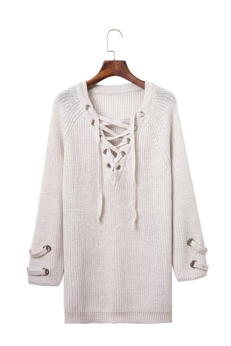 Pull en tricot pour femmes avec un design de lacets décoratif et une coupe confortable Chic und Stil