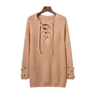 Pull en tricot pour femmes avec un design de lacets décoratif et une coupe confortable Chic und Stil