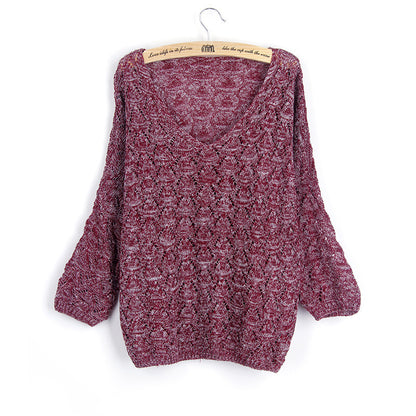 Pull en tricot aérien pour femmes avec décolleté en V et motif artistique Chic und Stil